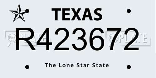 R423672 Texas License Plate