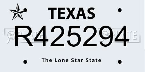 R425294 Texas License Plate