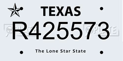 R425573 Texas License Plate