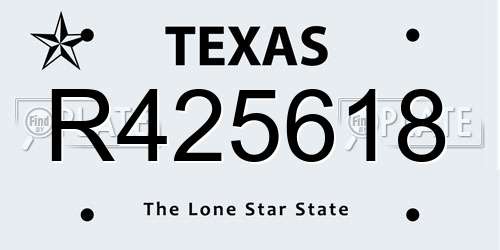 R425618 Texas License Plate