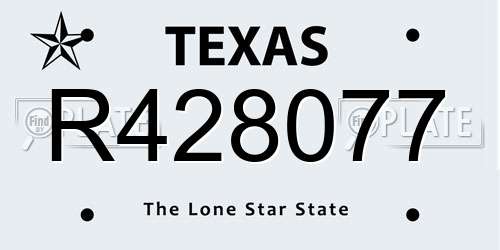 R428077 Texas License Plate
