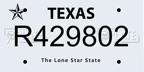 R429802 Texas License Plate