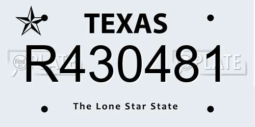 R430481 Texas License Plate