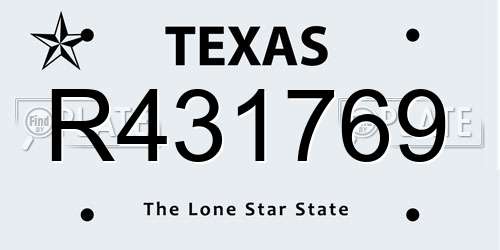 R431769 Texas License Plate