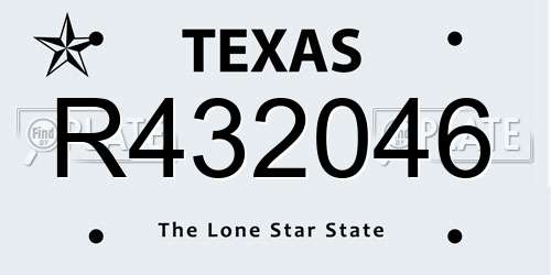 R432046 Texas License Plate