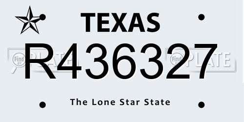 R436327 Texas License Plate