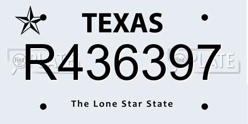 R436397 Texas License Plate