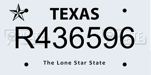 R436596 Texas License Plate