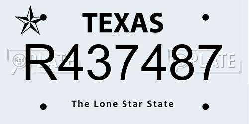 R437487 Texas License Plate