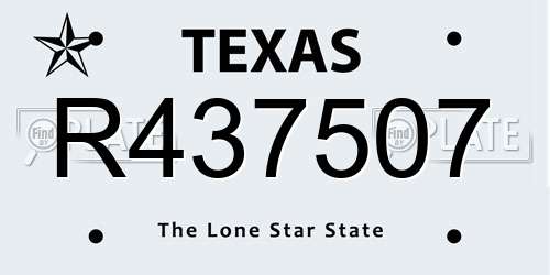 R437507 Texas License Plate
