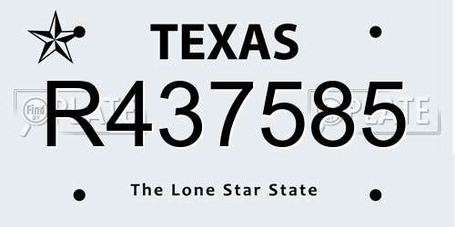 R437585 Texas License Plate