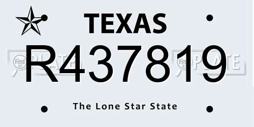 R437819 Texas License Plate