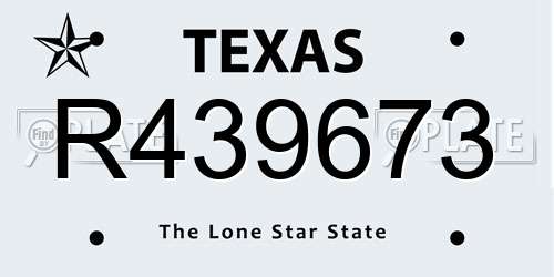 R439673 Texas License Plate