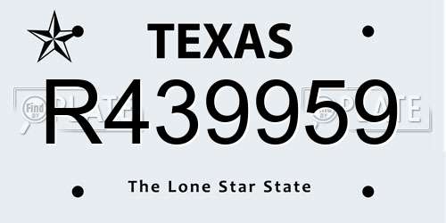 R439959 Texas License Plate