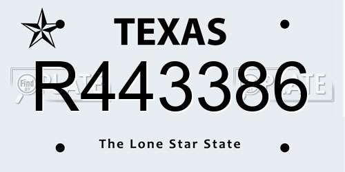 R443386 Texas License Plate