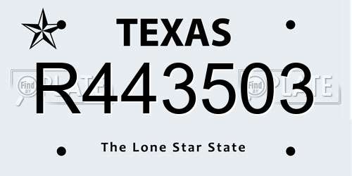 R443503 Texas License Plate