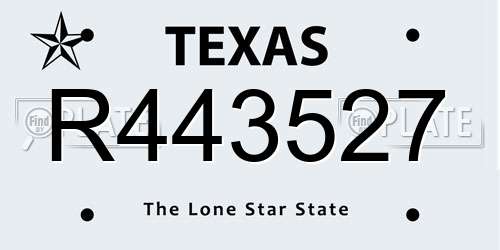 R443527 Texas License Plate