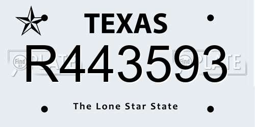 R443593 Texas License Plate