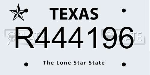 R444196 Texas License Plate