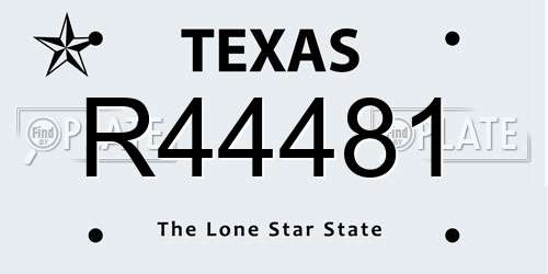 R44481 Texas License Plate