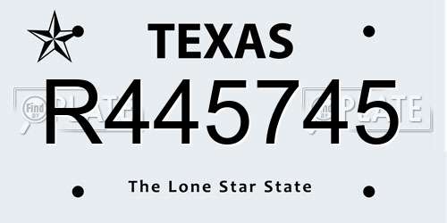 R445745 Texas License Plate