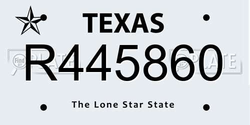 R445860 Texas License Plate