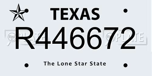 R446672 Texas License Plate