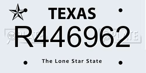 R446962 Texas License Plate