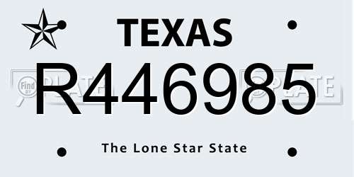 R446985 Texas License Plate