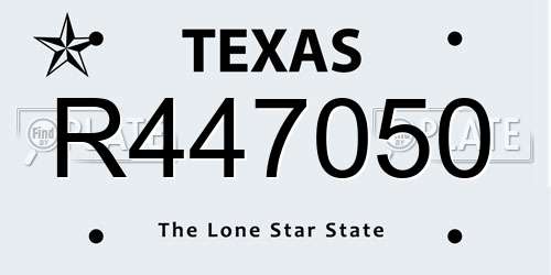 R447050 Texas License Plate