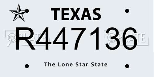 R447136 Texas License Plate