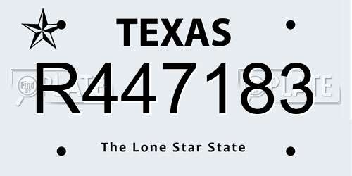 R447183 Texas License Plate