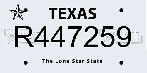 R447259 Texas License Plate