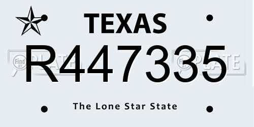 R447335 Texas License Plate