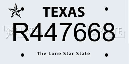 R447668 Texas License Plate