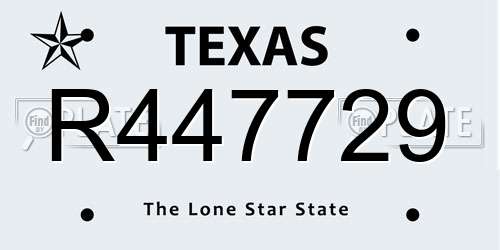 R447729 Texas License Plate