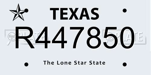 R447850 Texas License Plate