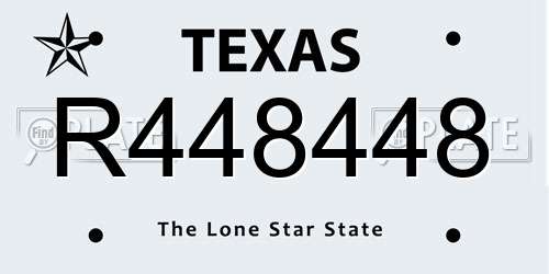 R448448 Texas License Plate