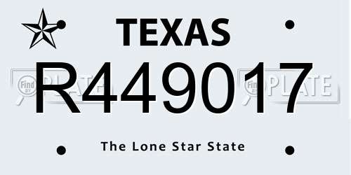 R449017 Texas License Plate