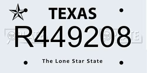 R449208 Texas License Plate