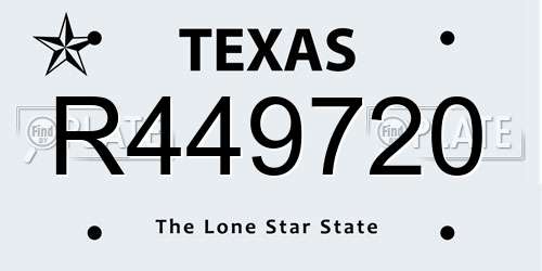 R449720 Texas License Plate