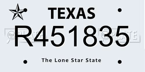 R451835 Texas License Plate