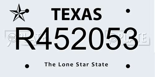 R452053 Texas License Plate
