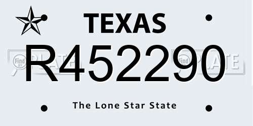 R452290 Texas License Plate