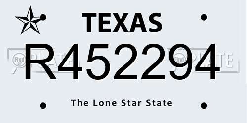 R452294 Texas License Plate