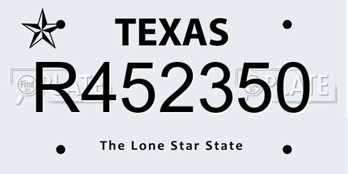 R452350 Texas License Plate