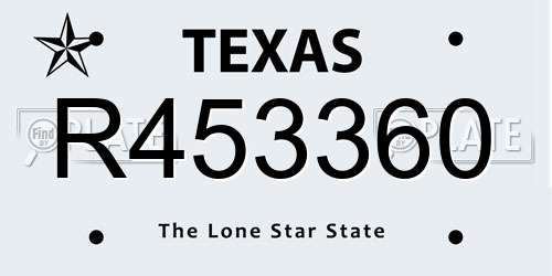 R453360 Texas License Plate