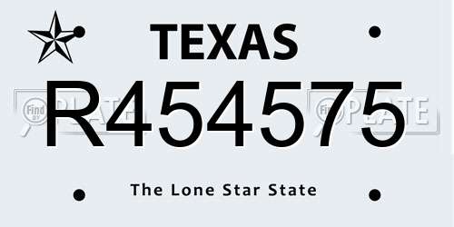 R454575 Texas License Plate