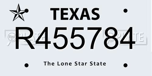 R455784 Texas License Plate
