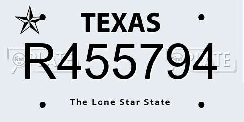 R455794 Texas License Plate